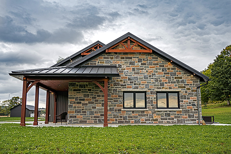 Stone work on a horse barn in Ontario by Dutch Masters