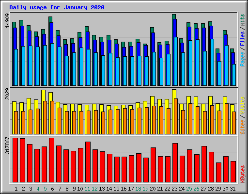 Daily usage for January 2020