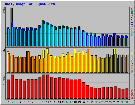 Daily usage for August 2025